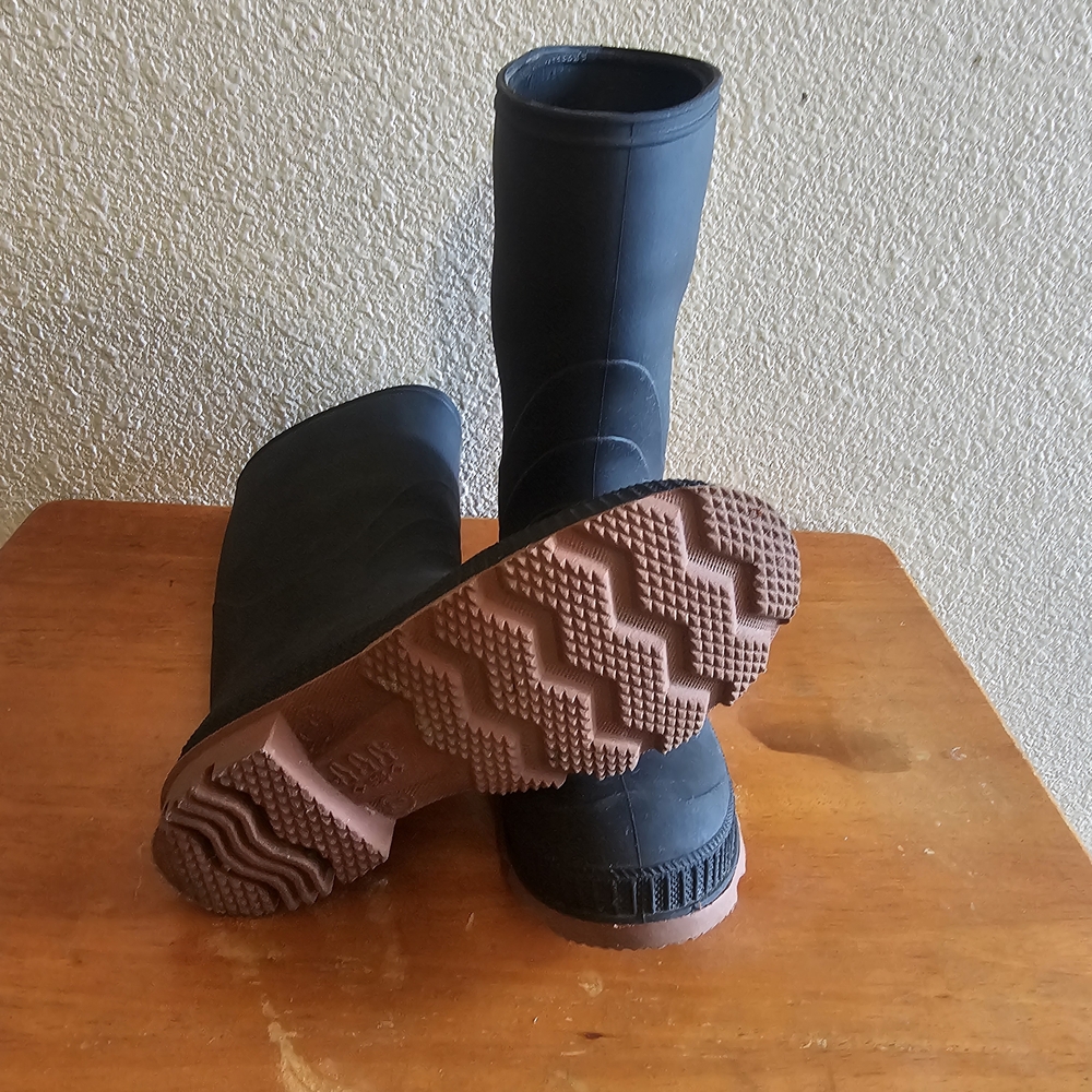 Kids Black and Brown Rain Boots